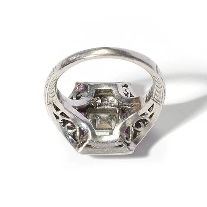 Art Deco Ruby and Diamond Dress Ring in Platinum