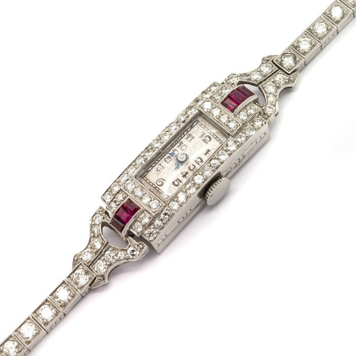Art Deco Ruby and Diamond Cocktail Watch
