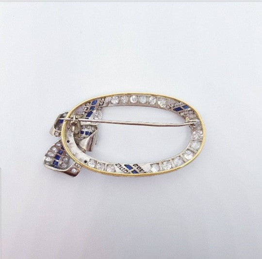 Art Deco Sapphire and Diamond Brooch RosM3