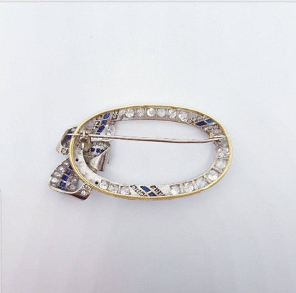Art Deco Sapphire and Diamond Brooch RosM3