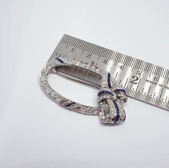 Art Deco Sapphire and Diamond Brooch RosM4