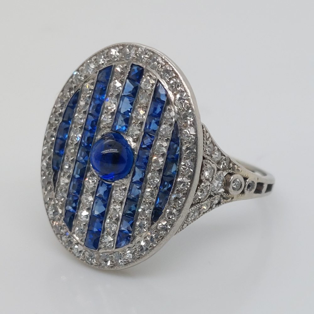 Art Deco Sapphire and Diamond Dress Ring