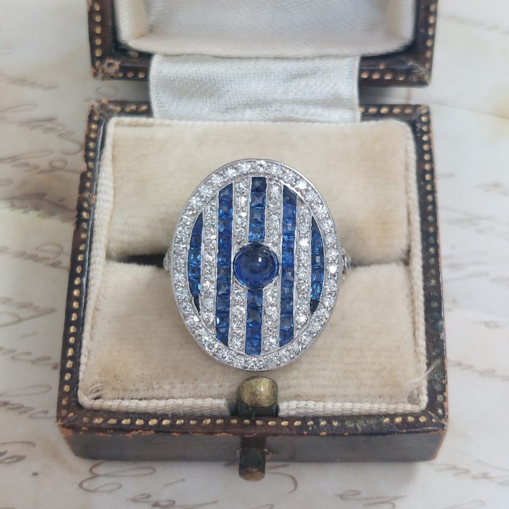 Art Deco Sapphire and Diamond Dress Ring