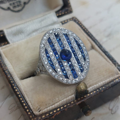 Art Deco Sapphire and Diamond Dress Ring