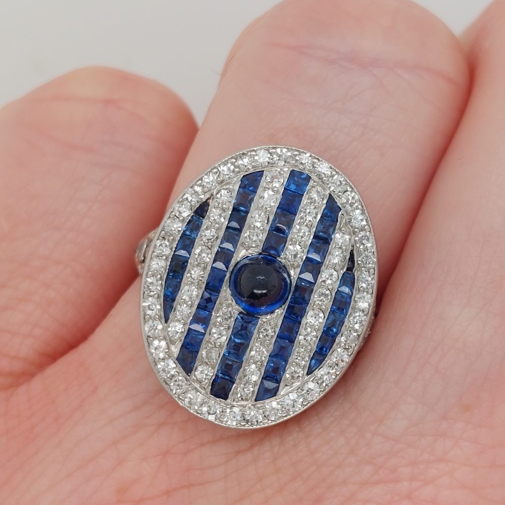 Art Deco Sapphire and Diamond Dress Ring