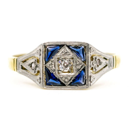 Art Deco Sapphire and Diamond Ring