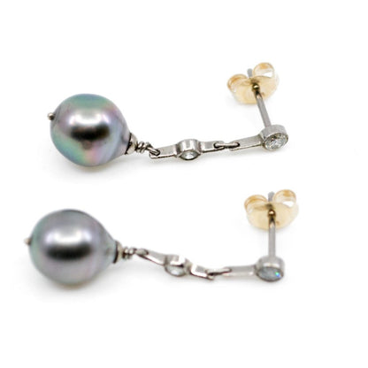 Art Deco South Sea Pearl and Diamond Earrings