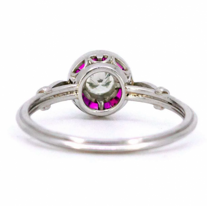 Art Deco Style 0.25ct Diamond and Ruby Target Ring