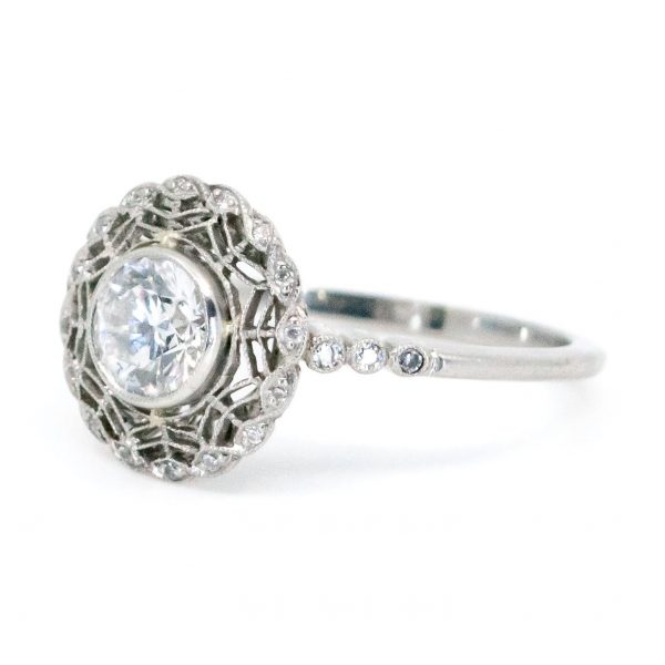 Art Deco Style 0.61ct Old European Cut Diamond Ring