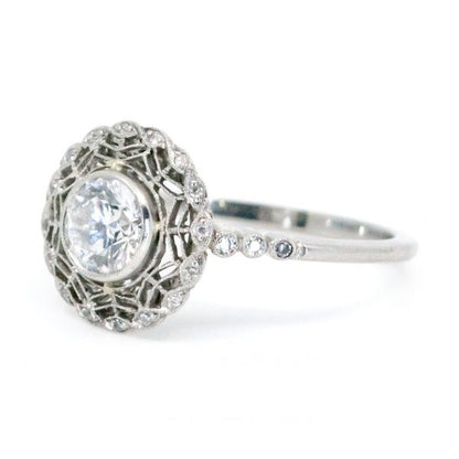 Art Deco Style 0.61ct Old European Cut Diamond Ring