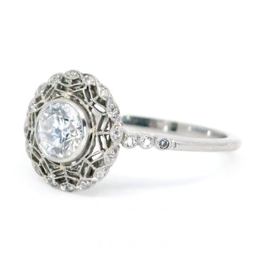 Art Deco Style 0.61ct Old European Cut Diamond Ring