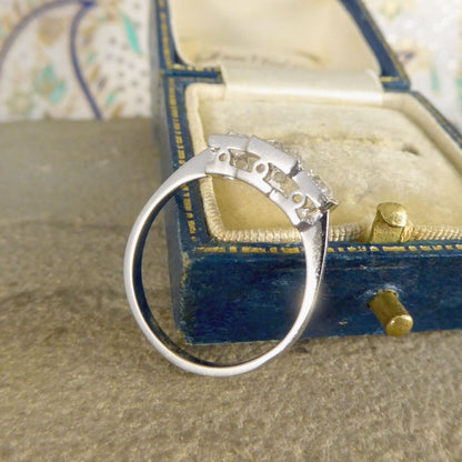 Art Deco Style 0.70ct Old Cut Diamond Three Stone Geometric Ring