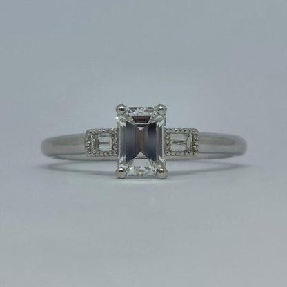 Art Deco Style 0.71ct Emerald Cut Diamond Ring