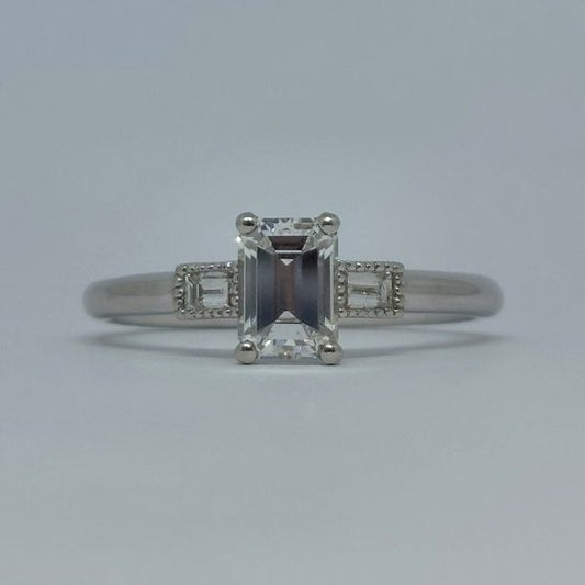 Art Deco Style 0.71ct Emerald Cut Diamond Ring