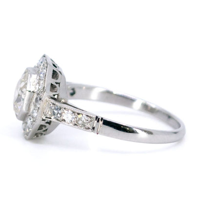 Art Deco Style 0.80ct Old Mine Cut Diamond Target Ring