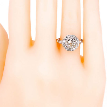 Art Deco Style 0.80ct Old Mine Cut Diamond Target Ring