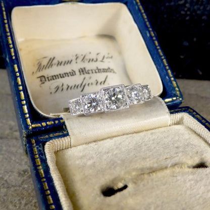 Art Deco Style 0.85ct Diamond Five Stone Platinum Ring