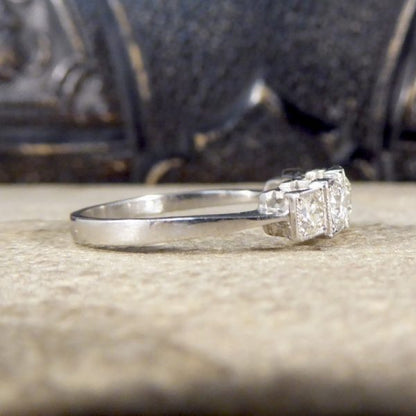 Art Deco Style 0.85ct Diamond Five Stone Platinum Ring