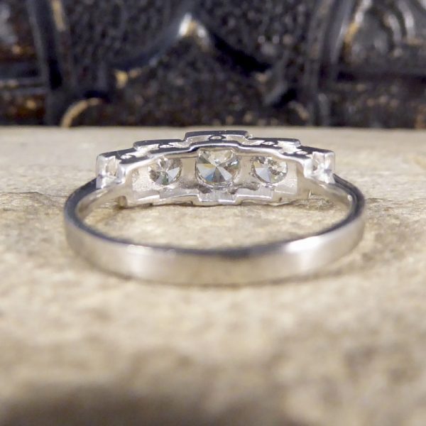 Art Deco Style 0.85ct Diamond Five Stone Platinum Ring