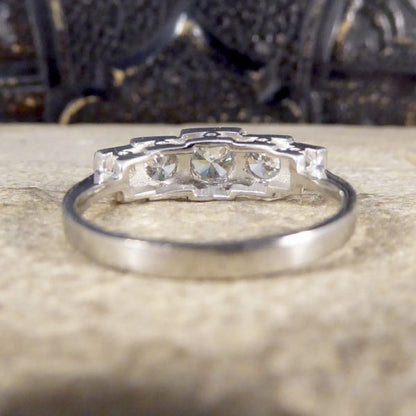 Art Deco Style 0.85ct Diamond Five Stone Platinum Ring
