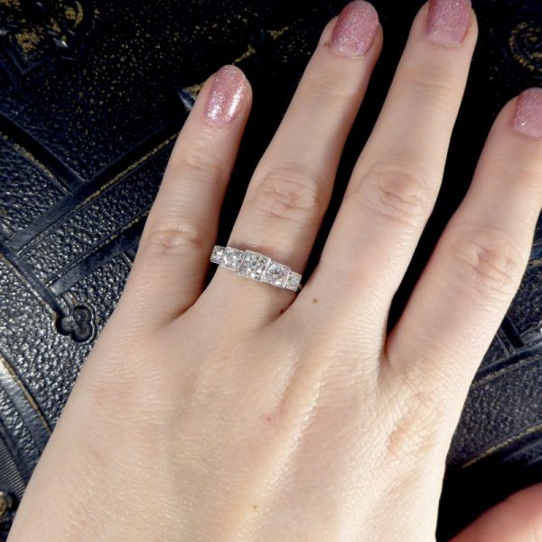 Art Deco Style 0.85ct Diamond Five Stone Platinum Ring