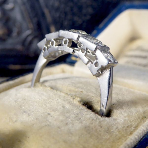 Art Deco Style 0.85ct Diamond Five Stone Platinum Ring