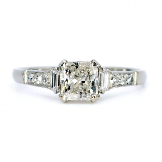 Art Deco Style 0.92ct Diamond Platinum Ring