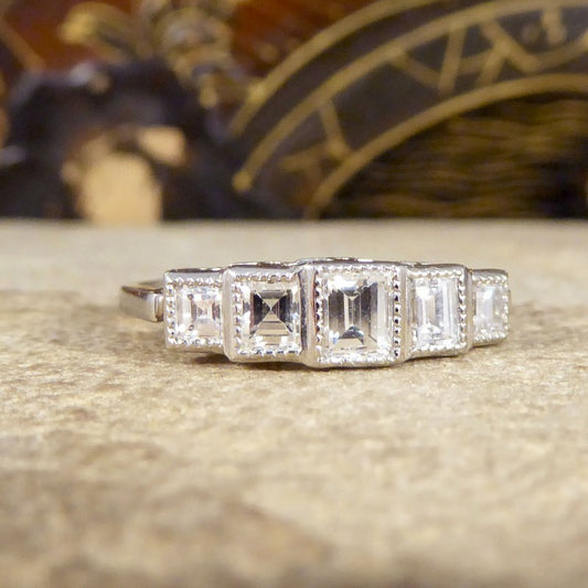 Art Deco Style 0.95ct Diamond Five Stone Ring