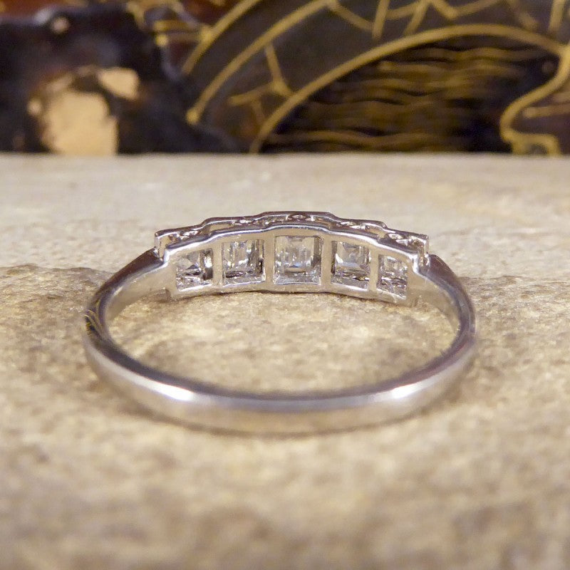 Art Deco Style 0.95ct Diamond Five Stone Ring