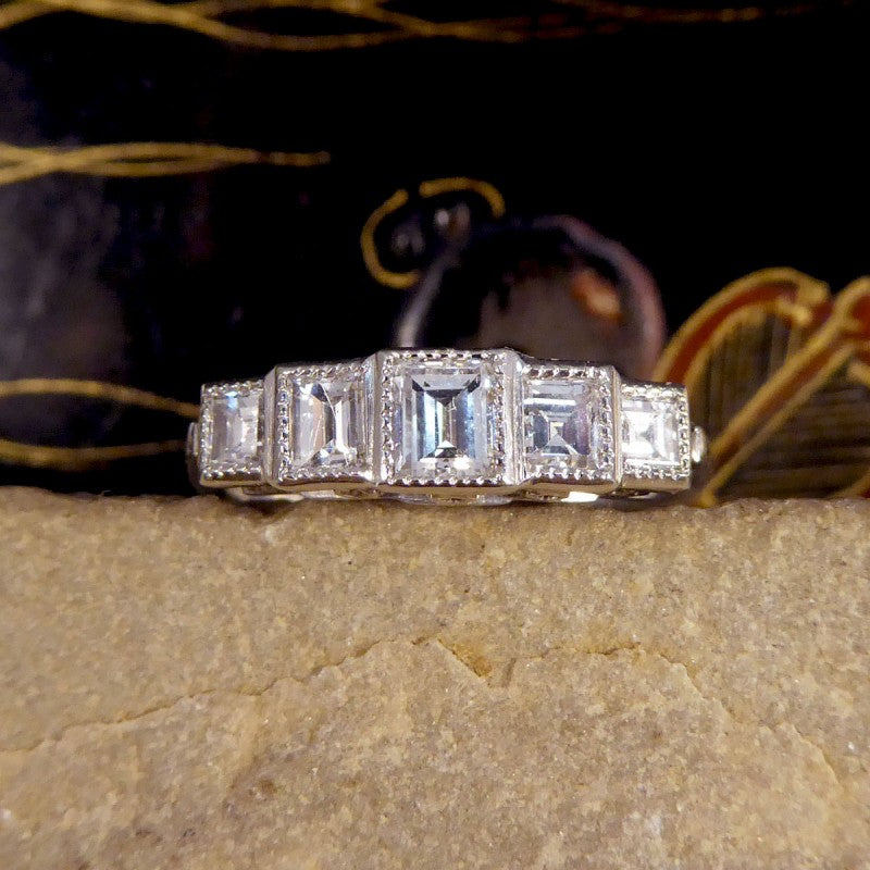Art Deco Style 0.95ct Diamond Five Stone Ring