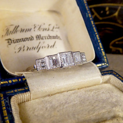 Art Deco Style 0.95ct Diamond Five Stone Ring