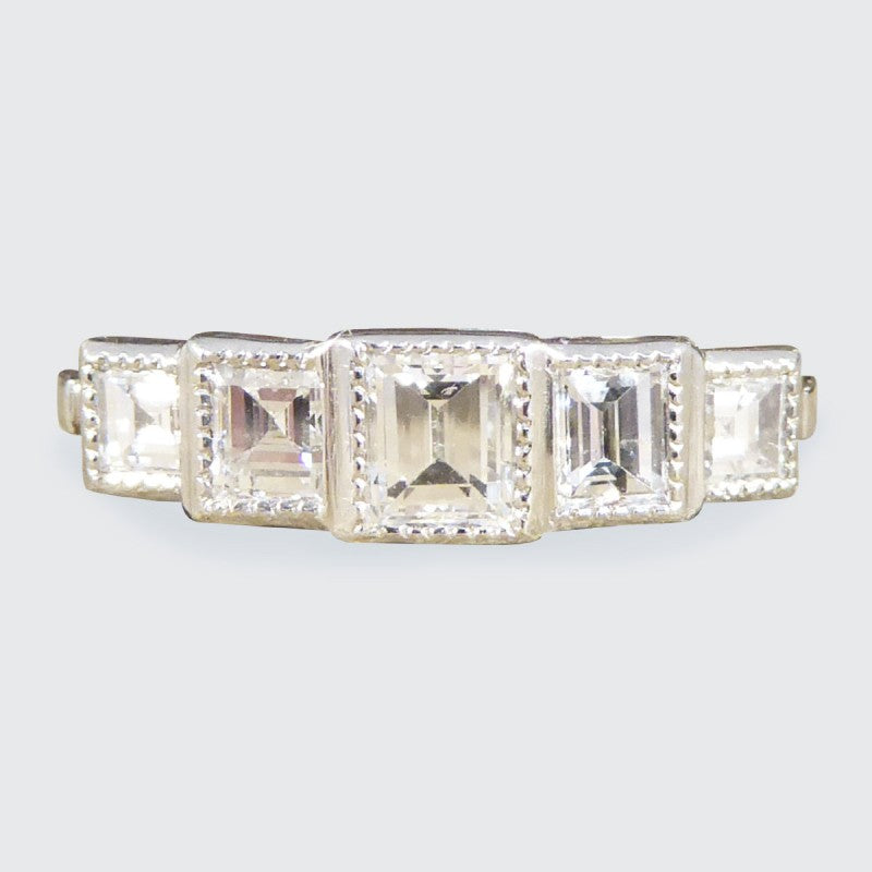 Art Deco Style 0.95ct Diamond Five Stone Ring