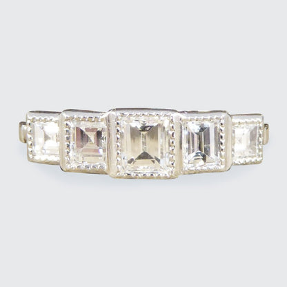 Art Deco Style 0.95ct Diamond Five Stone Ring