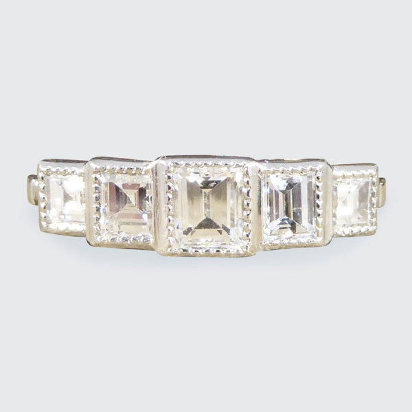 Art Deco Style 0.95ct Diamond Five Stone Ring