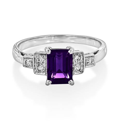 Art Deco Style 1.02ct Amethyst and Diamond Ring