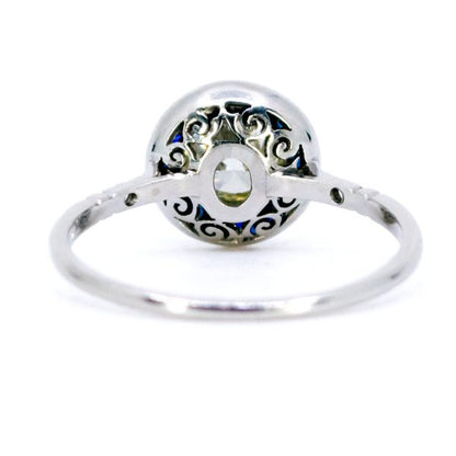 Art Deco Style 1.02ct Diamond and Sapphire Target Ring
