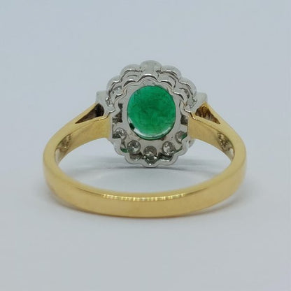 Art Deco Style 1.20ct Emerald and Diamond Cluster Ring