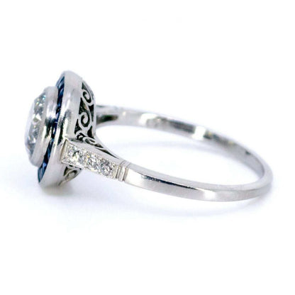 Art Deco Style 1.50ct Diamond and Sapphire Target Ring