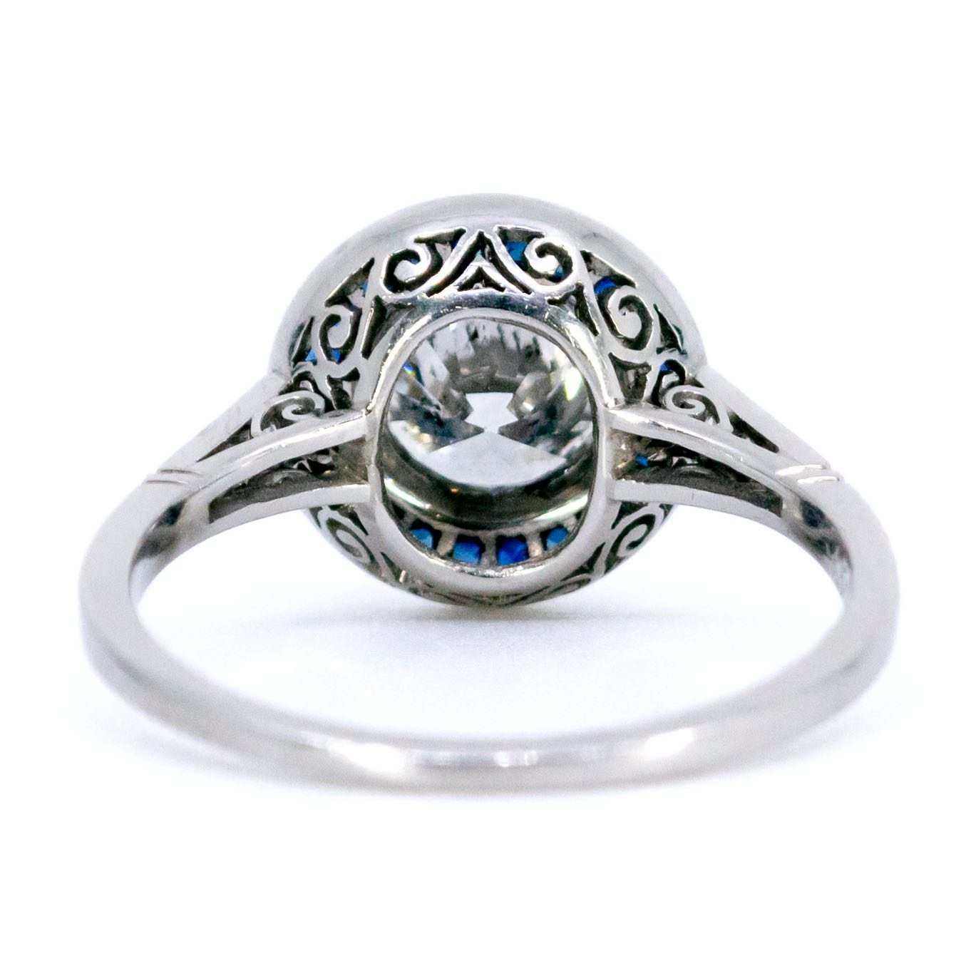 Art Deco Style 1.50ct Diamond and Sapphire Target Ring