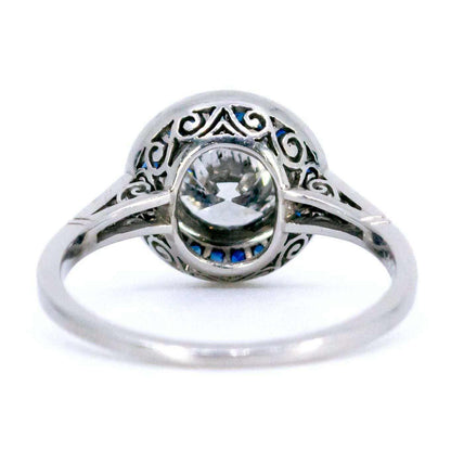 Art Deco Style 1.50ct Diamond and Sapphire Target Ring