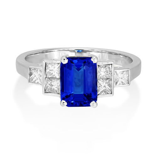 Art Deco Style 1.57ct Tanzanite and Diamond Ring