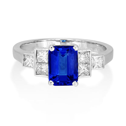 Art Deco Style 1.57ct Tanzanite and Diamond Ring