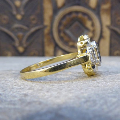 Art Deco Style 1.60ct Sapphire and Diamond Ring, 18ct Gold