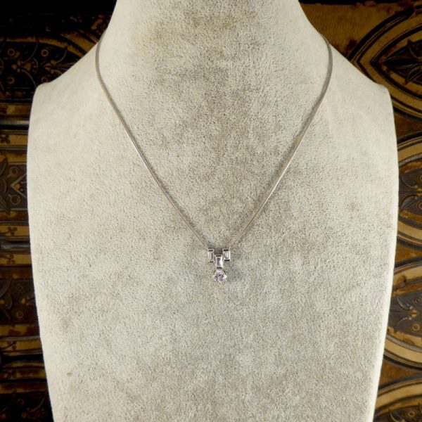 Art Deco Style 1ct Diamond Drop Pendant Necklace