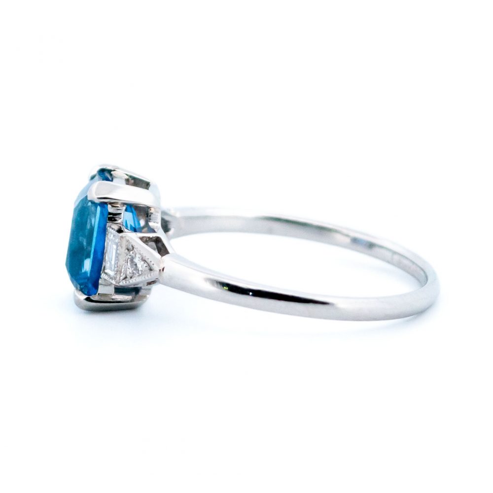 Art Deco Style 2.25ct Sapphire Ring with Diamond Set Shoulders