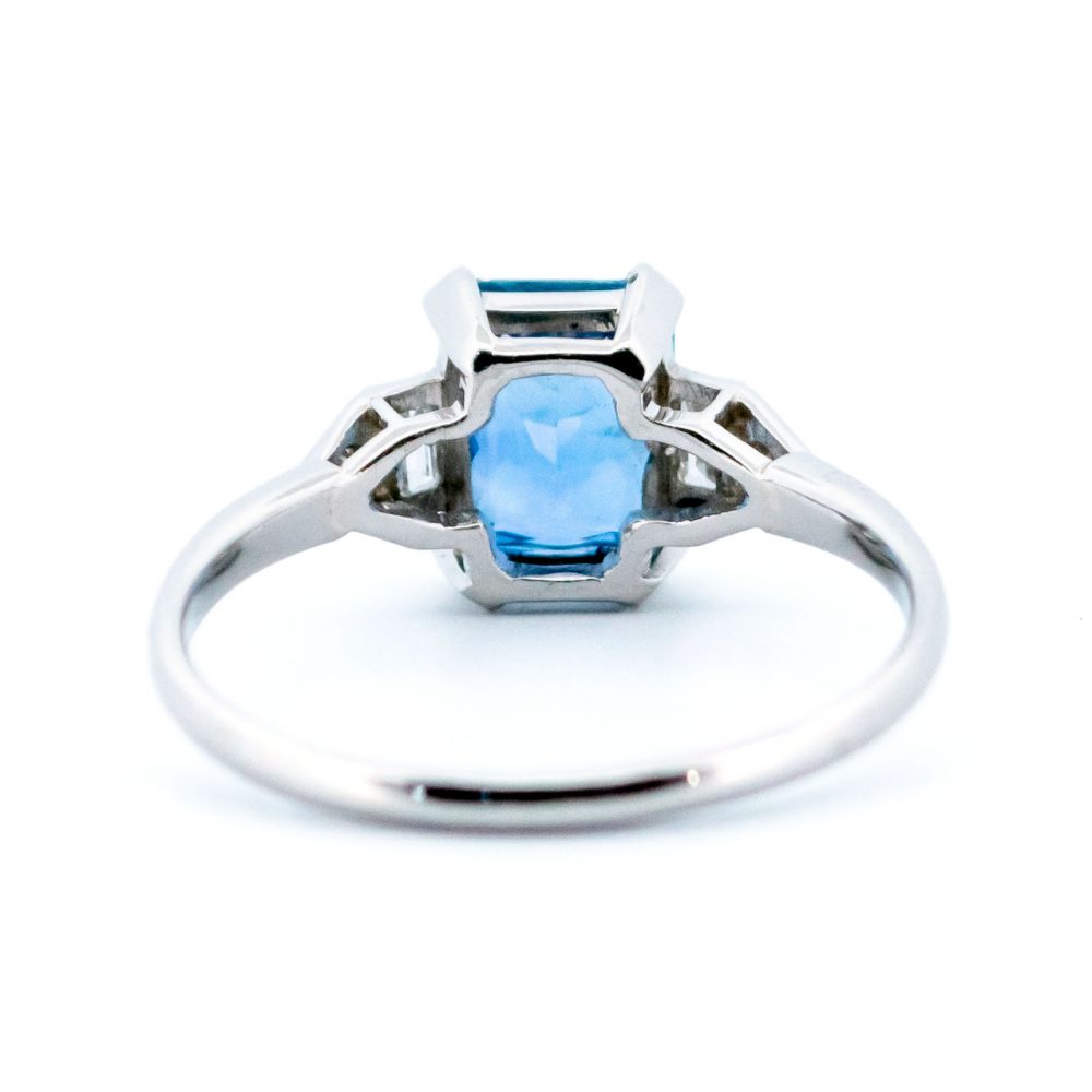 Art Deco Style 2.25ct Sapphire Ring with Diamond Set Shoulders