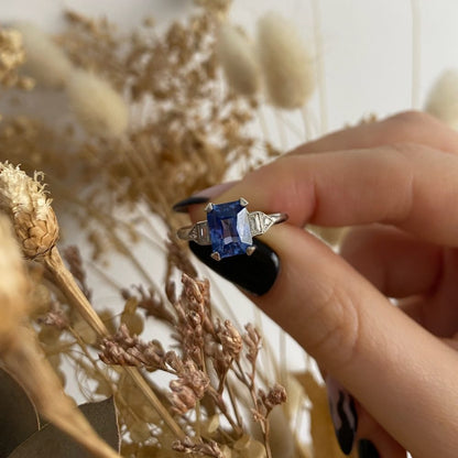 Art Deco Style 2.25ct Sapphire Ring with Diamond Set Shoulders