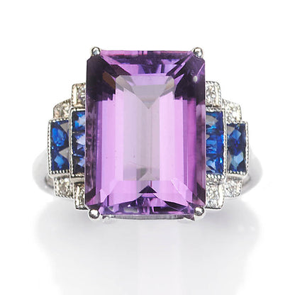 Art Deco Style Amethyst and Sapphire Dress Ring