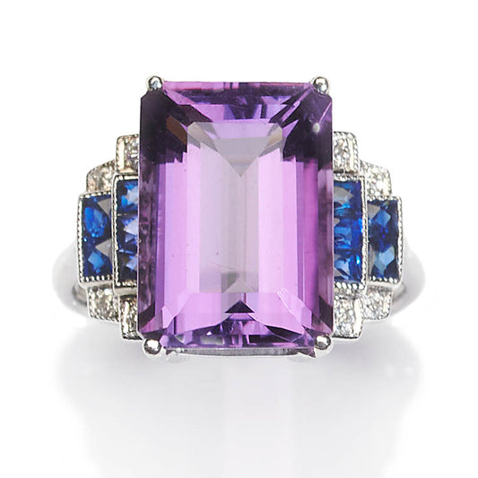 Art Deco Style Amethyst and Sapphire Dress Ring