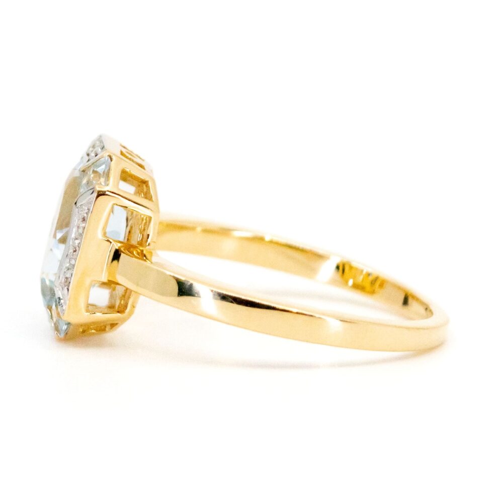 Art Deco Style Aquamarine Diamond Cluster Ring